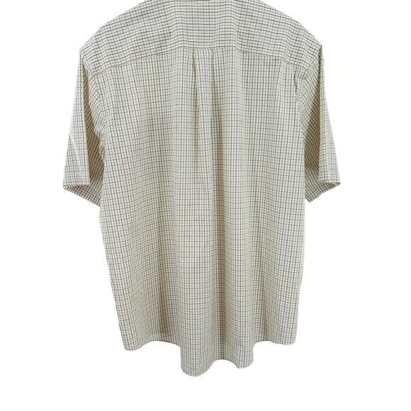 Cabbala’s Button-down Plaid Men's Shirt Short Sleeve Cream Brown Tan XLarge - Picture 8 of 11